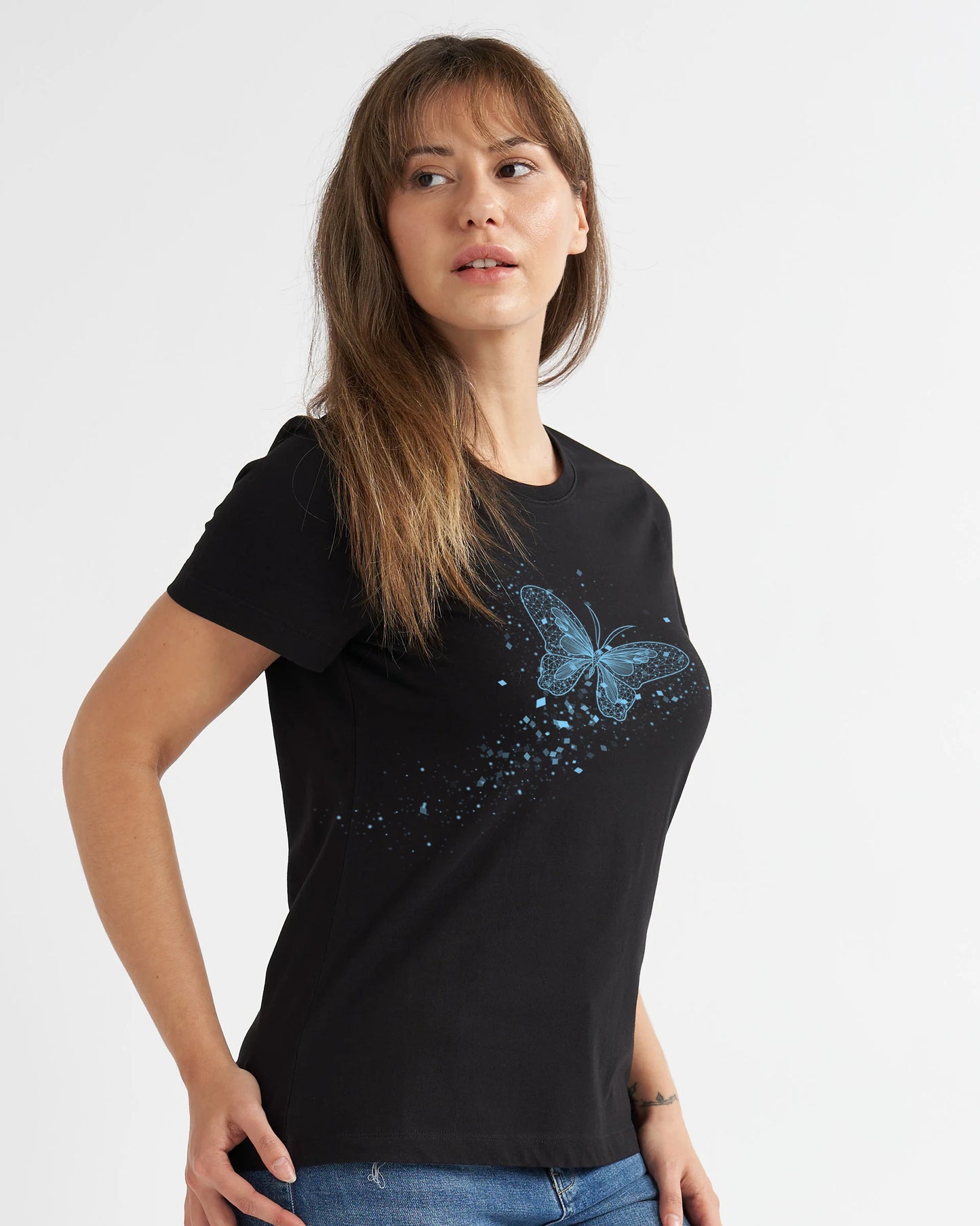 Blue Butterfly Graphic Tee Shirt