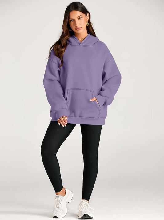 Women's Purple Plain Hoodie