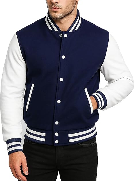 Navy Blue Varsity Bomber Jacket