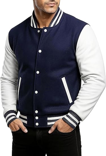 Navy Blue Varsity Bomber Jacket
