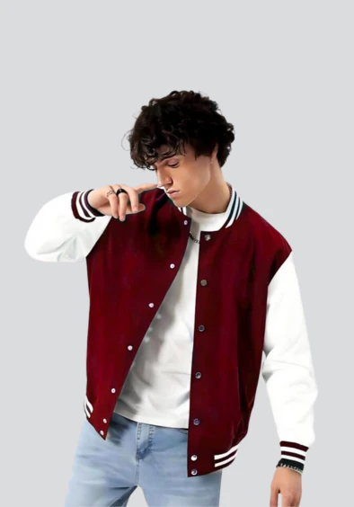 Maroon Varsity Bomber Jacket