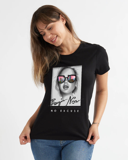 Begin Now No Excuse Graphic Tee Shirt