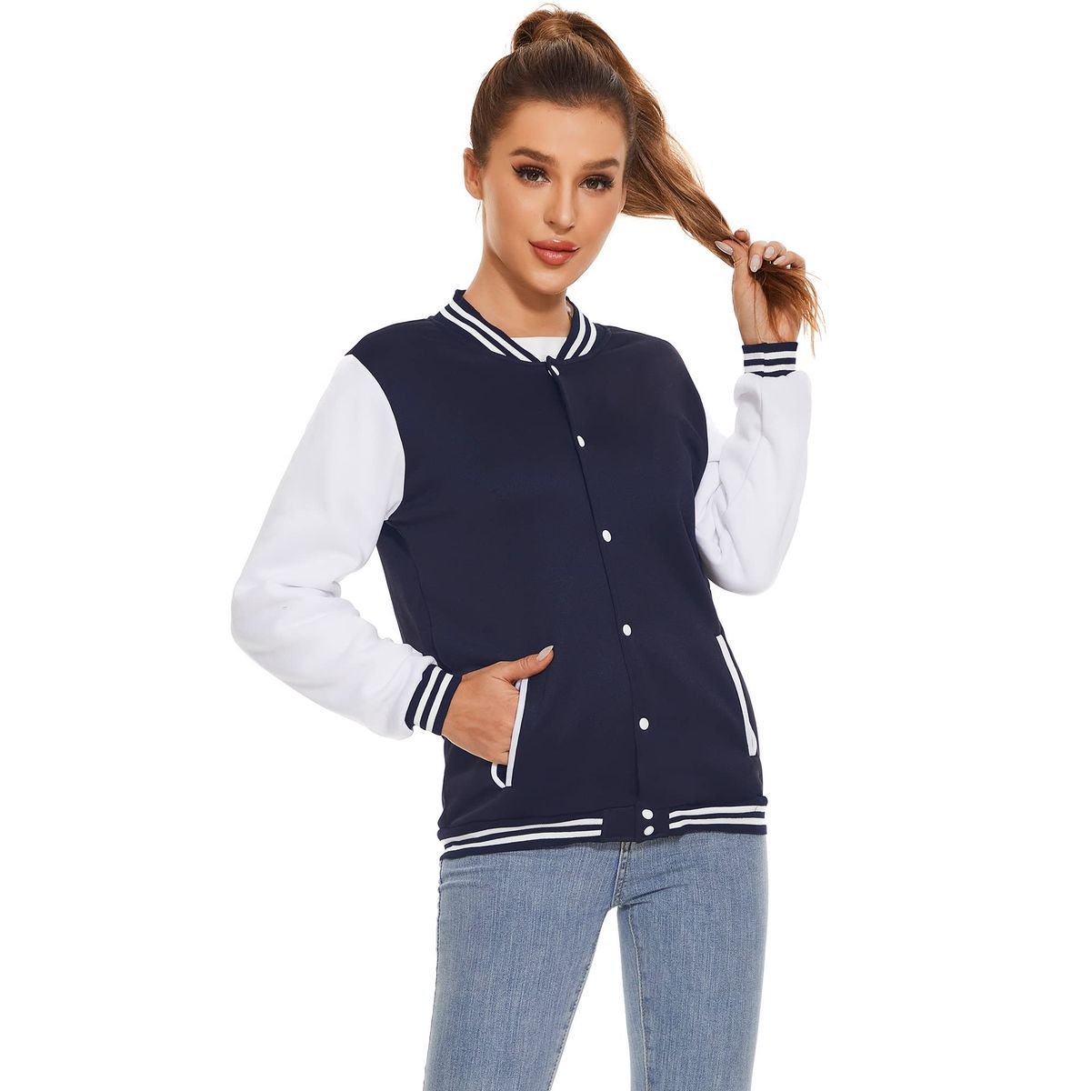 Navy Blue Varsity Bomber Jacket