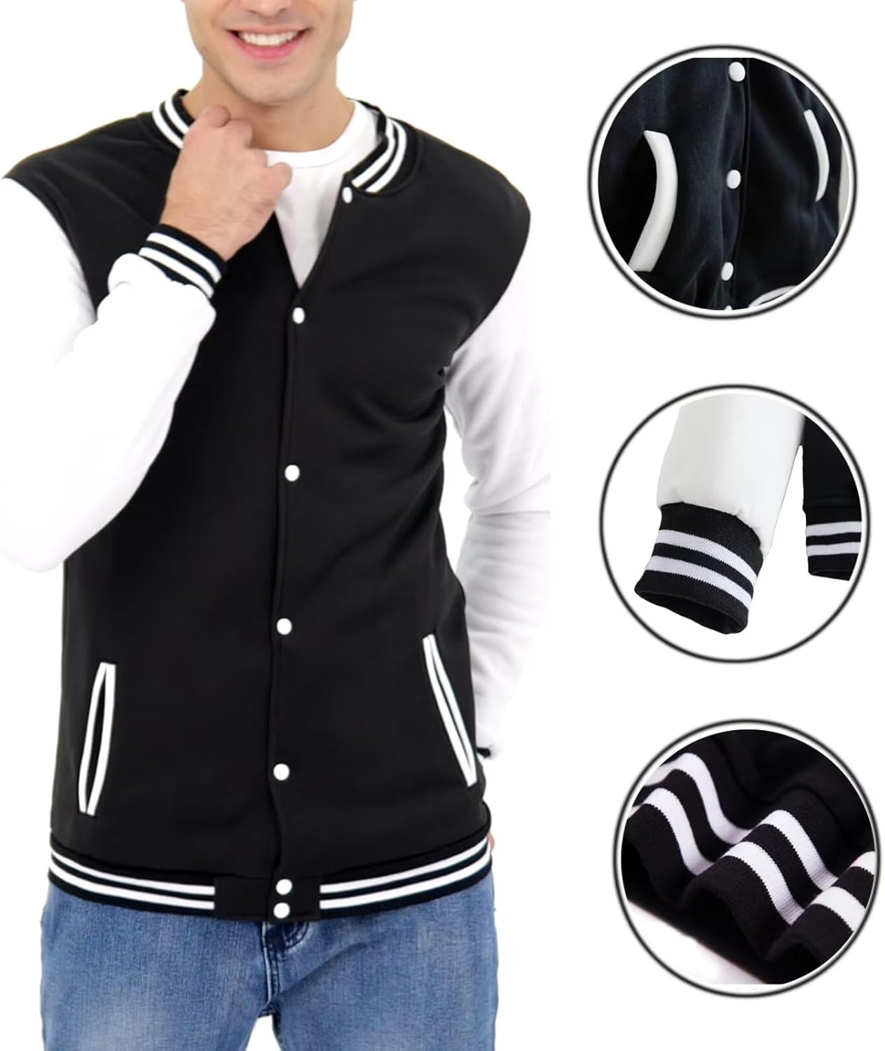 Black Varsity Bomber Jacket