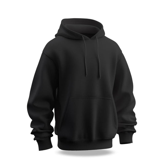 Jet Black Plain Hoodie