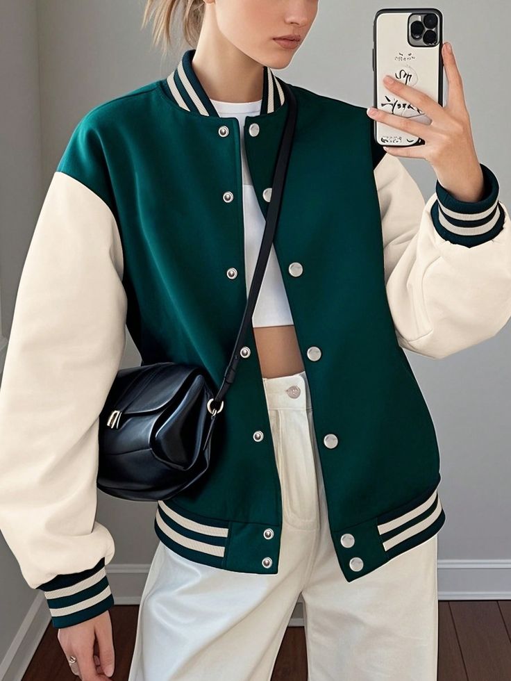 Green Varsity Bomber Jacket